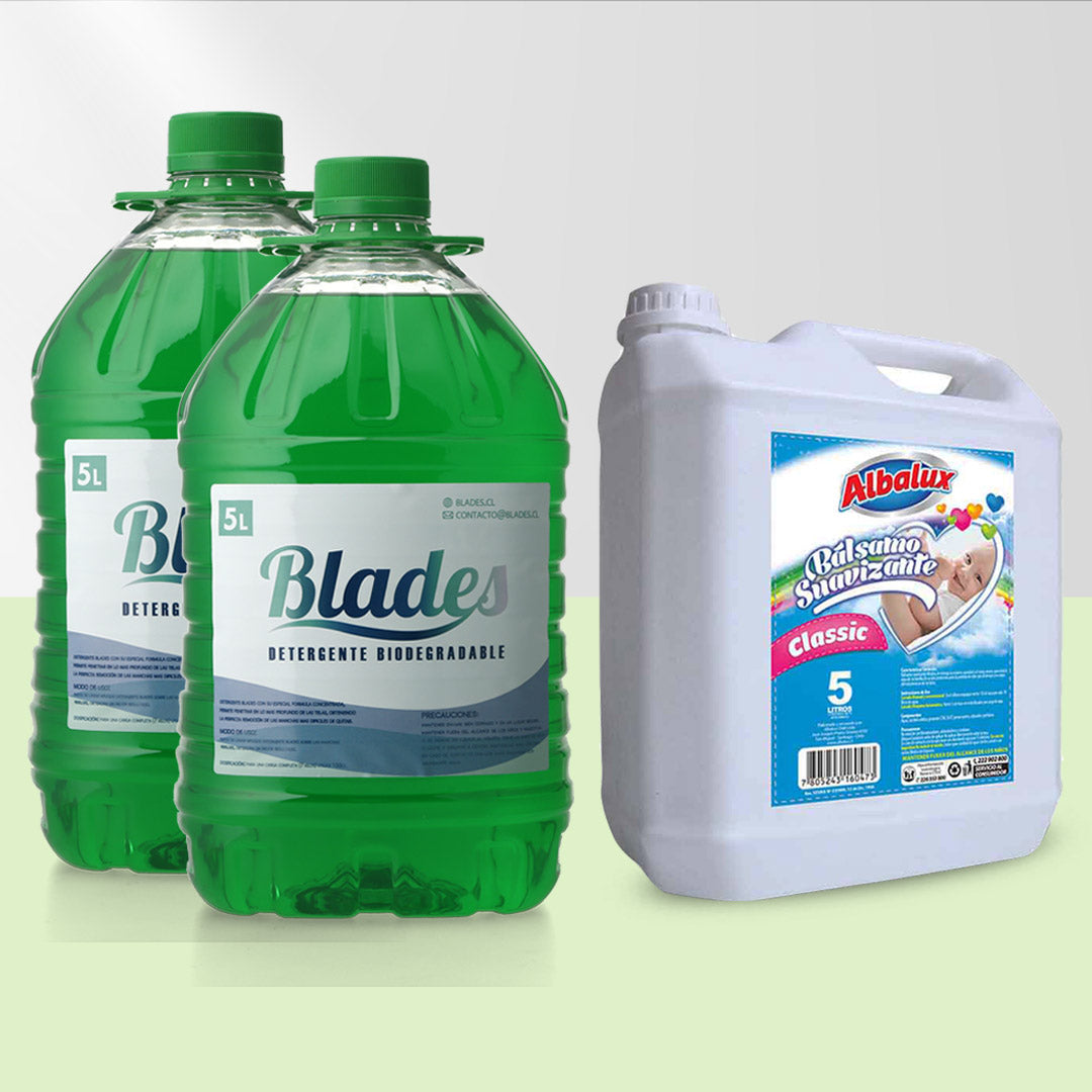 Detergente Concentrado 10 Litros + 5 Litros Suavizante de Telas Hipoalergénico