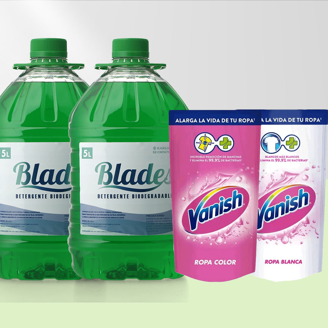 Detergente Liquido 10 Lts + 2 Vanish 450ml c/u Ropa color y Blanca