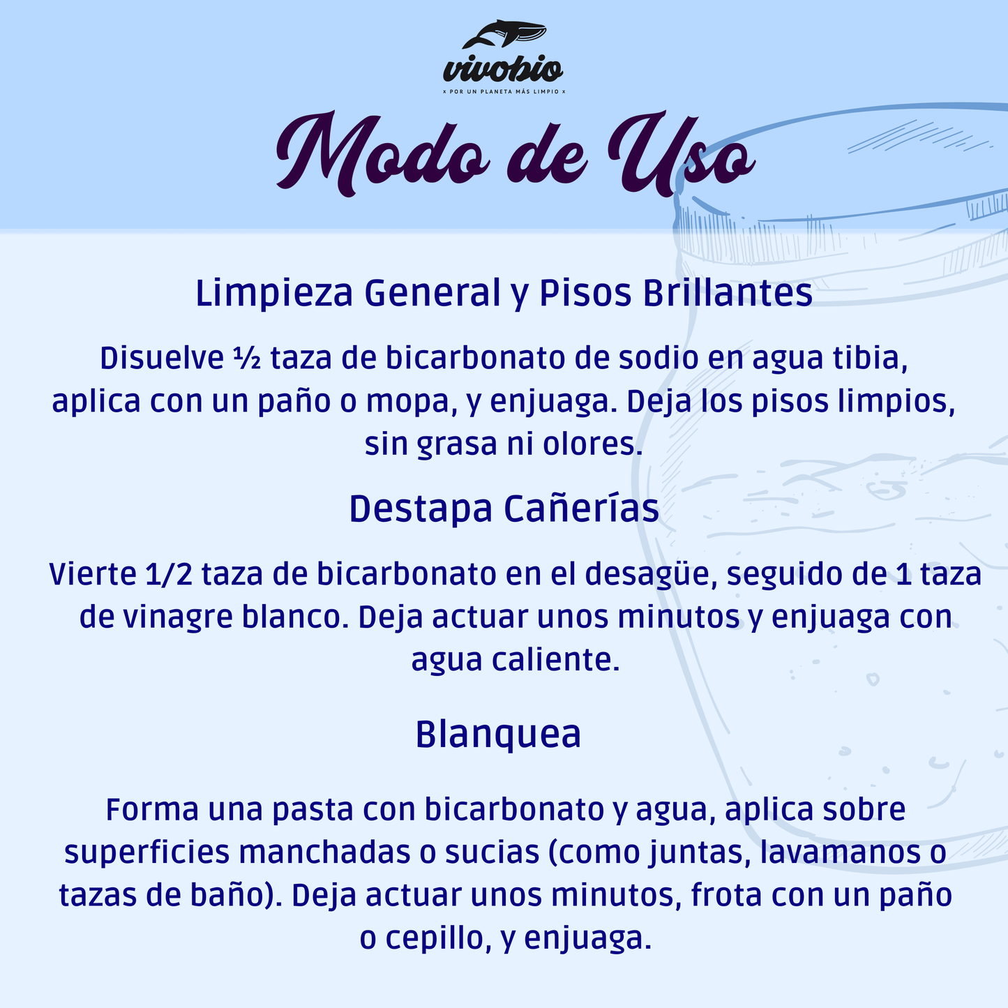 Bicarbonato de Sodio para Limpieza Vivobio 1 Kilo