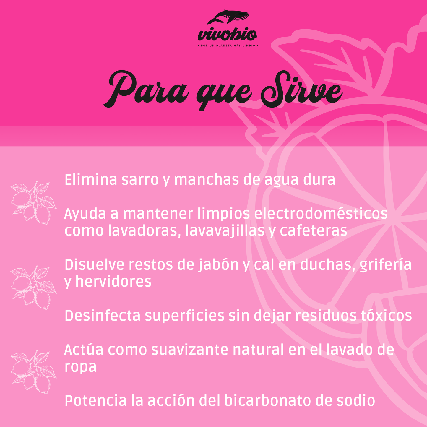 Removedor de Sarro Ecológico VivoBio 400 gr (Acido Cítrico)