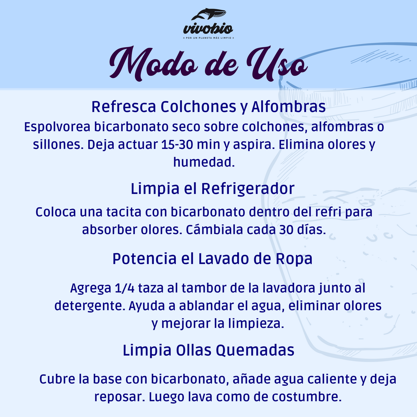 Bicarbonato de Sodio para Limpieza Vivobio 1 Kilo