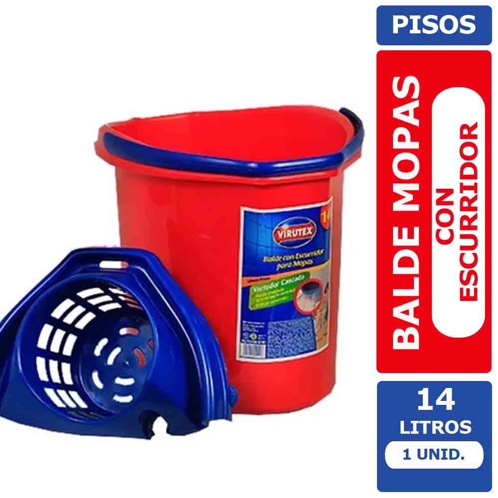 Balde Con Escurridor Para Mopas Virutex 14 Lts.