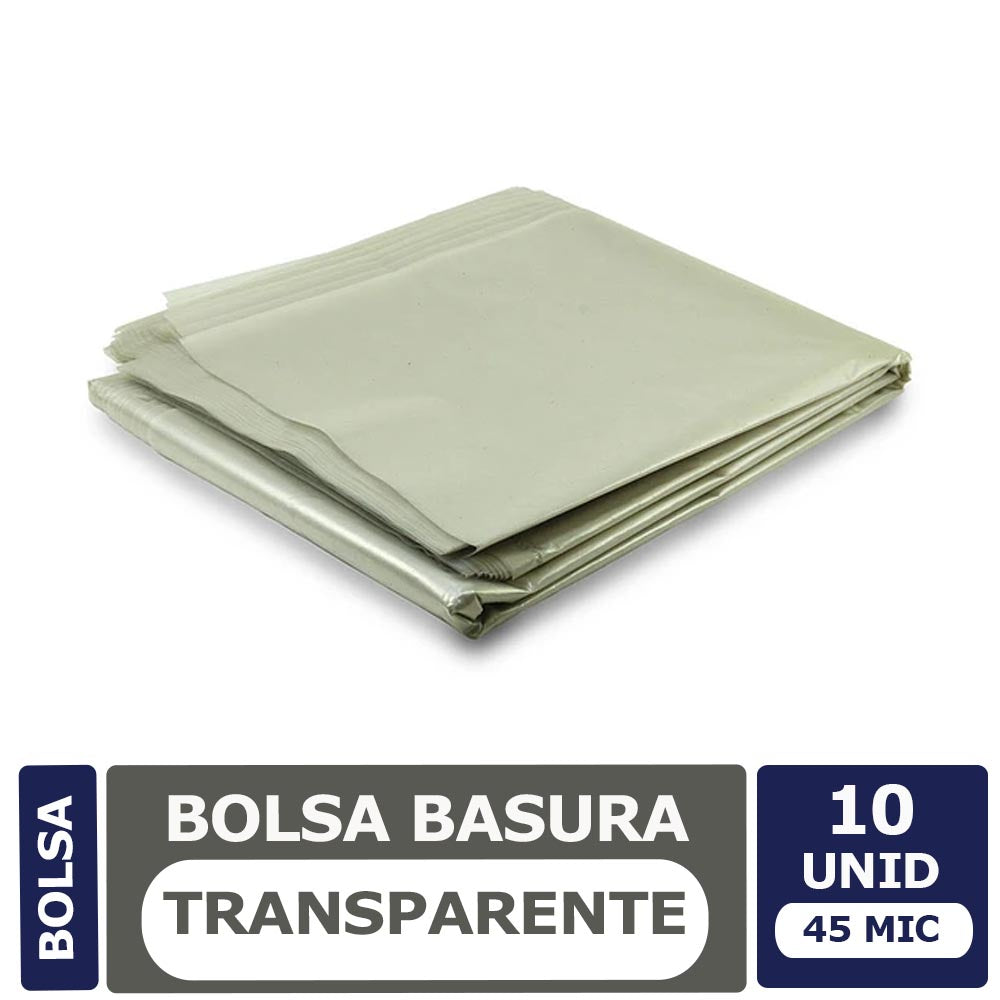 Bolsa de Basura Transparente 90x120 10 Unidades. 45 micrones