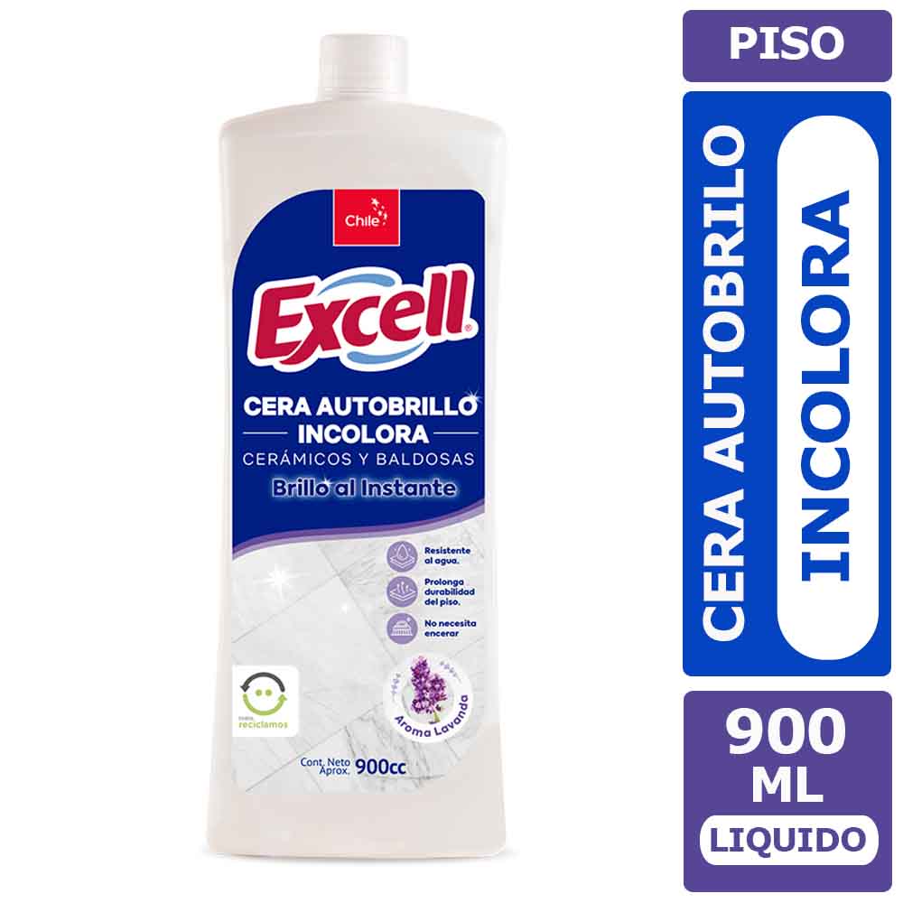 Cera líquida excell incolora autobrillante 900 cc