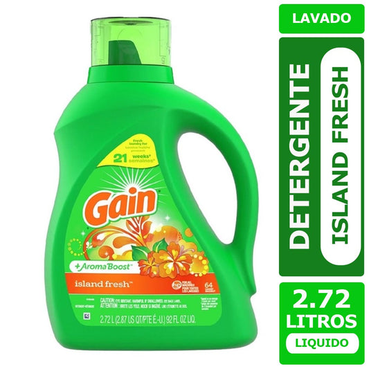 Detergente Líquido Concentrado Gain Island Fresh 2.72 lts