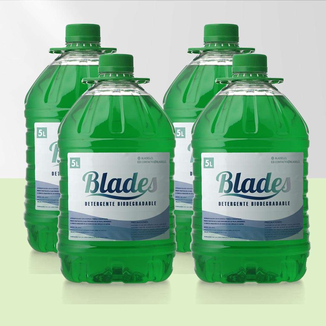 Detergentes Liquido Concentrado 20 Litros Blades (4 Bidones 5 Lts. c/u)