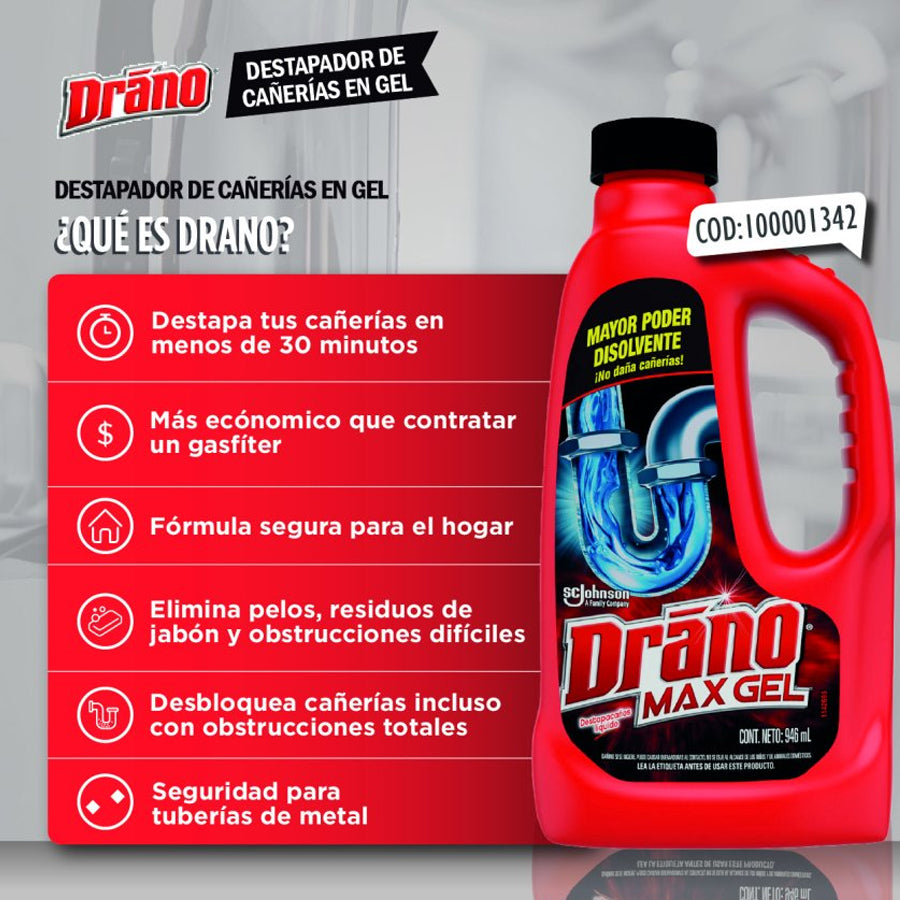 Drano Destapa Cañerias 946 ml