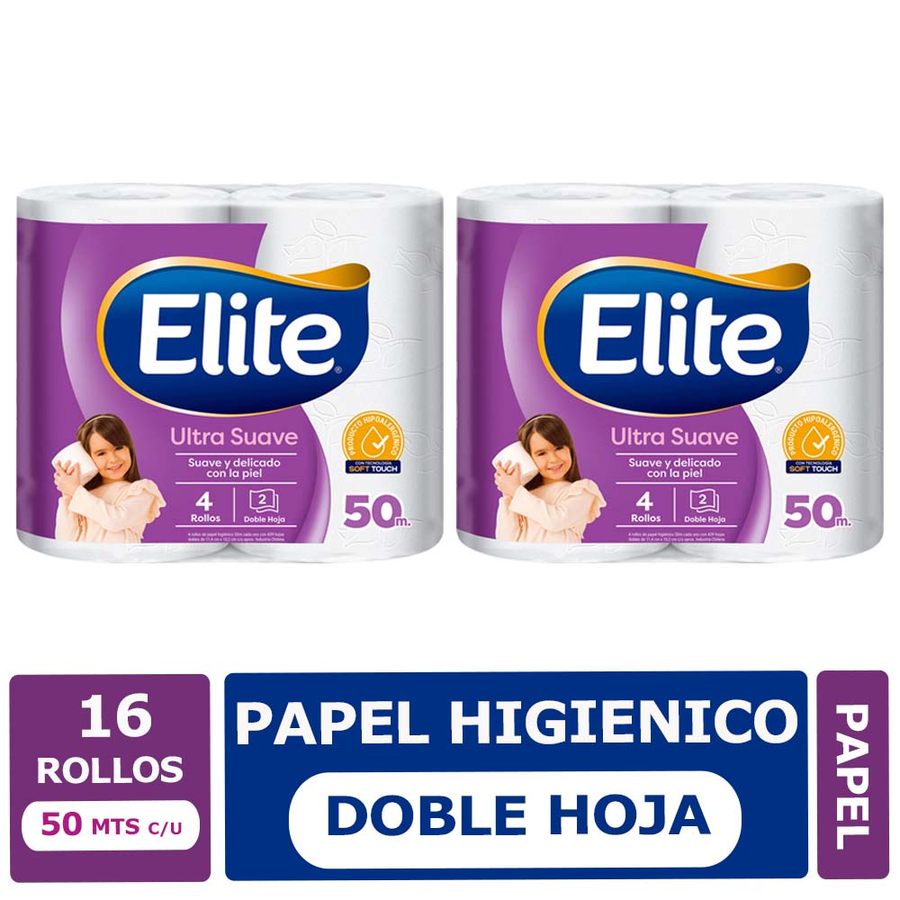 Papel Higiénico Ultra doble hoja Elite 16 rollos x 50 Mts. c/u