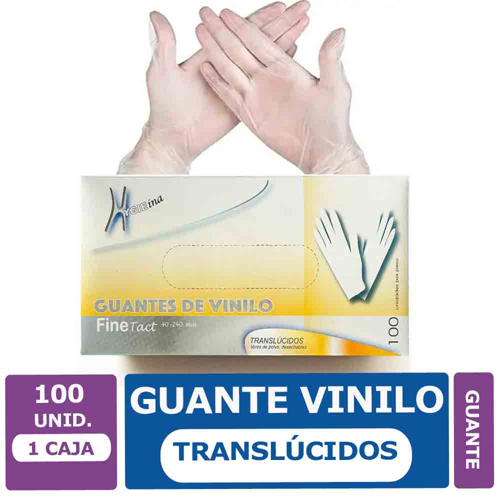 Guantes de Vinilo Caja 100 Unid. Talla M y L