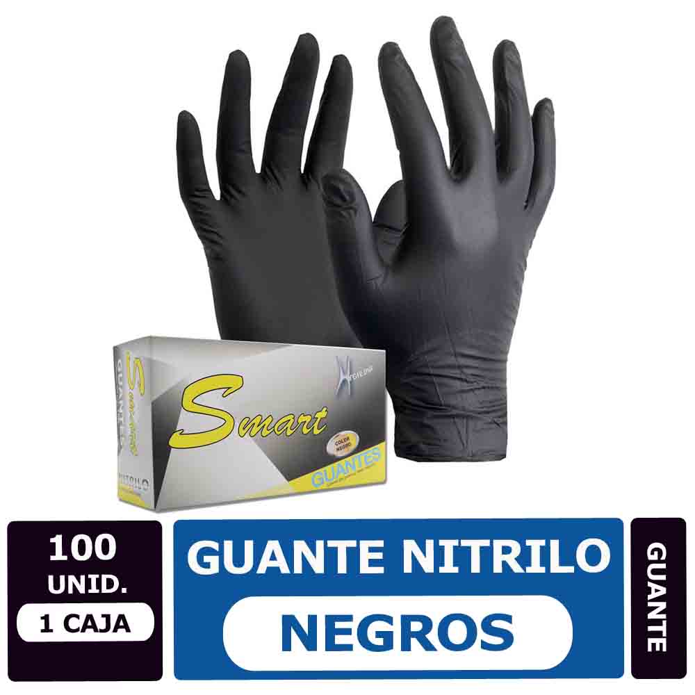 Guantes de Nitrilo Negro Talla L – 100 unidades – Ecleanchile