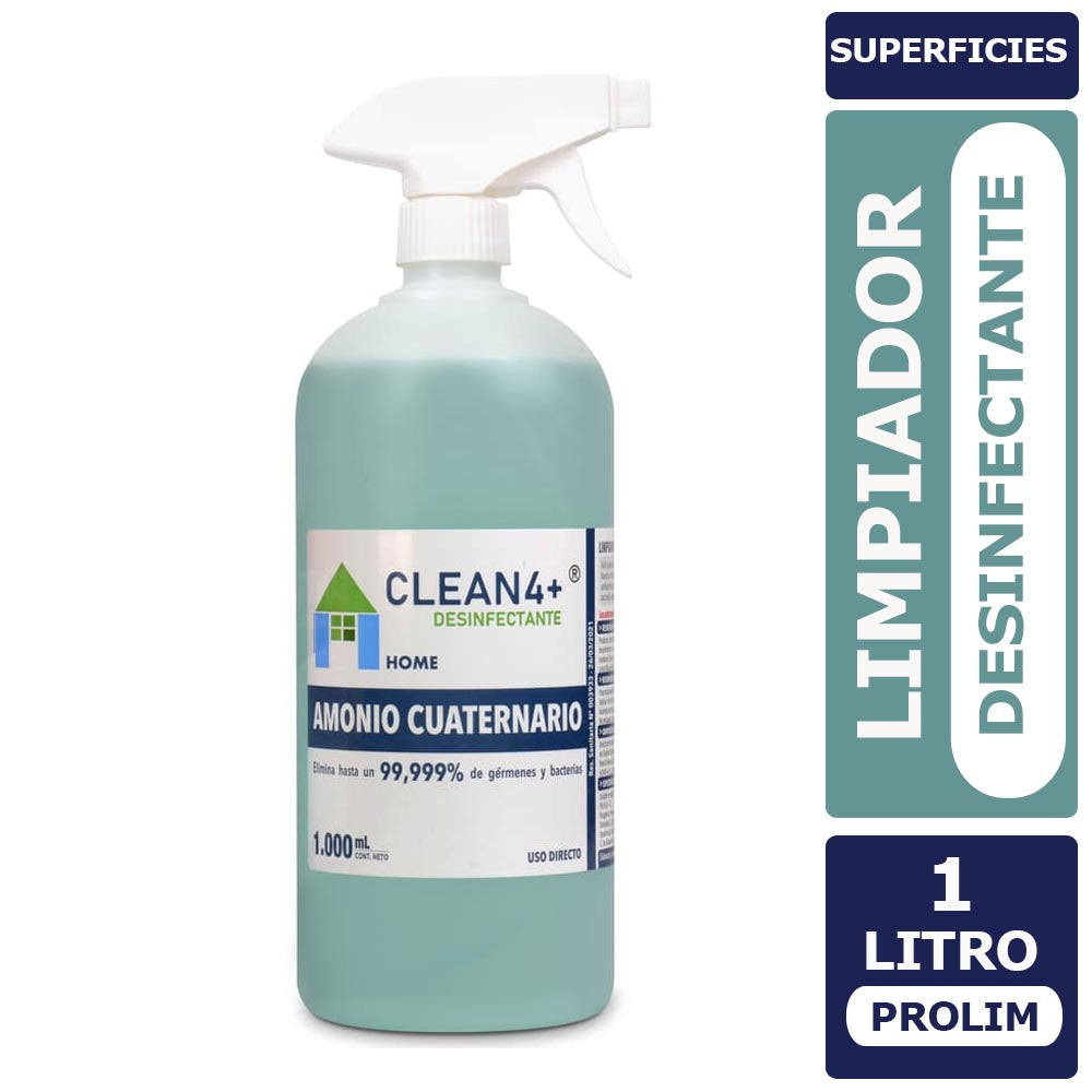 Limpiador Desinfectante Hogar Clean4+ 1 Litro Prolim