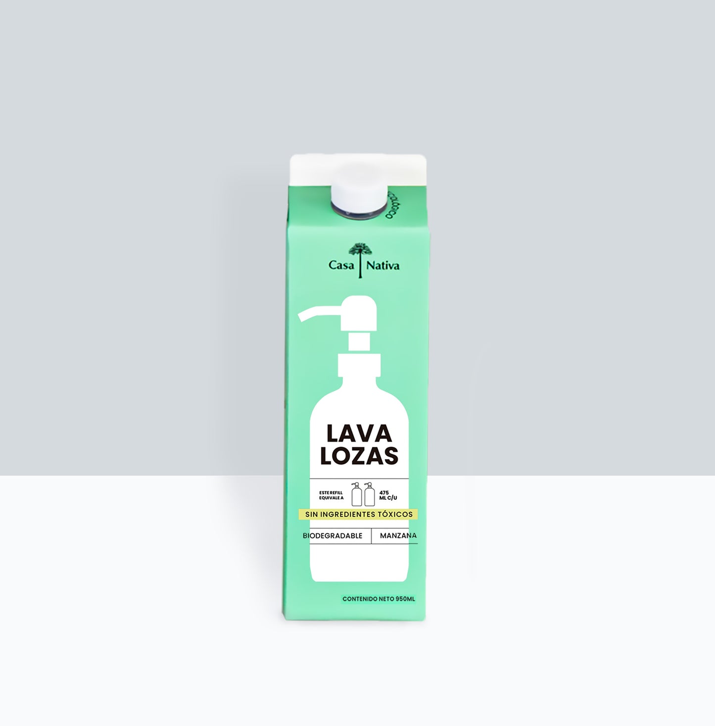 Lavaloza Manzana Verde 950 ml + Dispensador de vidrio Opaco 500ml Casa Nativa