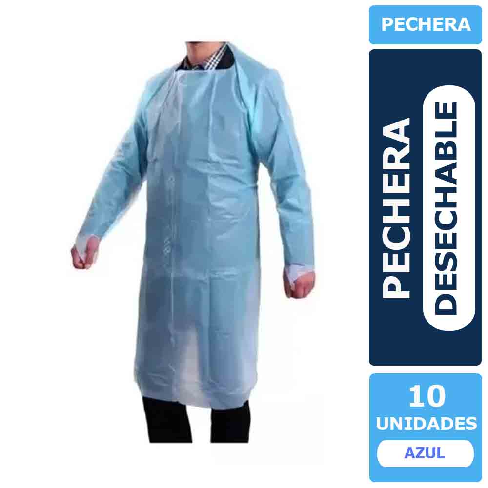 PECHERA PLÁSTICA CON MANGAS Y OJAL INDIVIDUAL x 10 UNDS