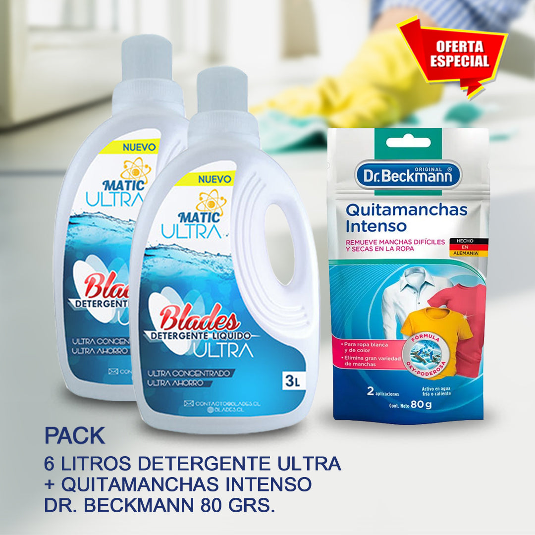Detergente Ultra 6 Lts. + Quitamanchas intenso Dr. beckmann 80 grs.