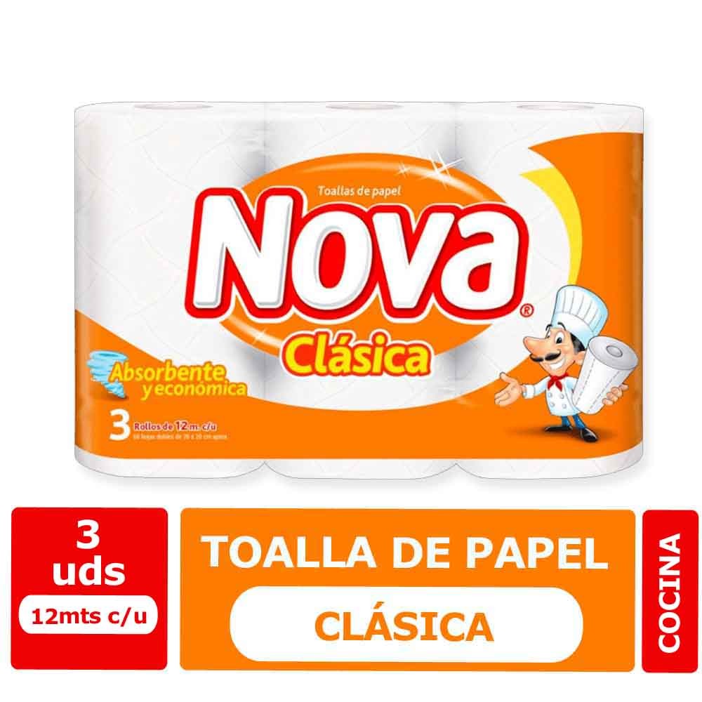 Nova Toalla de Papel 3 rollos 12 Mts. c/u