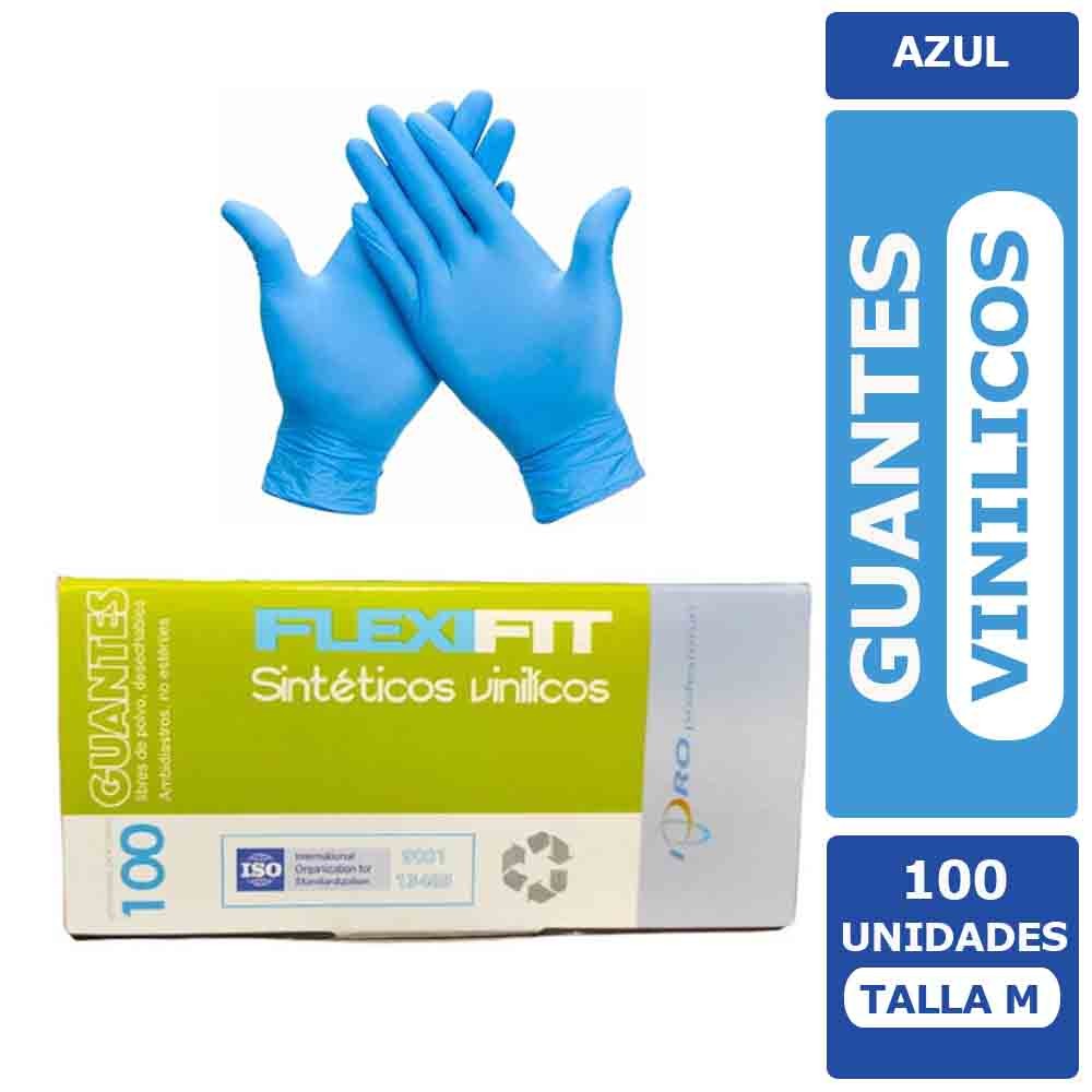 Guantes Vinilícos Sintetico caja 100 Unid. Azul Talla M y L