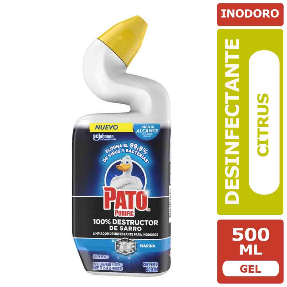 Limpiador Inodoro Destructor de Sarro Pato Purific Citrus 500 ml