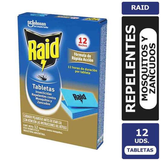 Insecticida Raid Tabletas Mosquitos y Zancudos 12 Unid