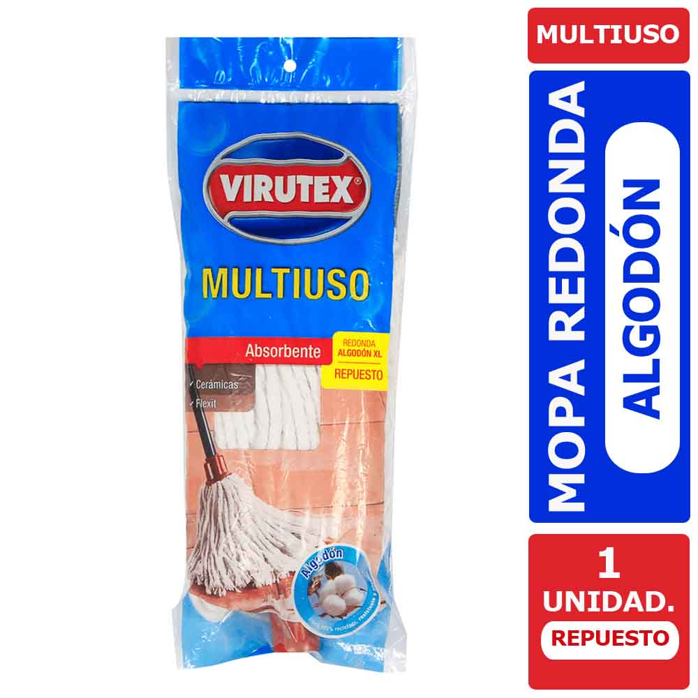 Mopa Redonda Algodón Virutex Repuesto Extra Absorbente