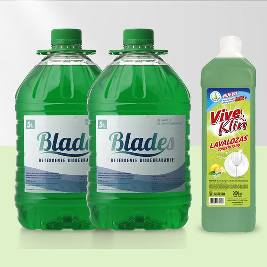 Detergente concentrado  10 Lts + Lavaloza Concentrado 2 Lts Viveklin