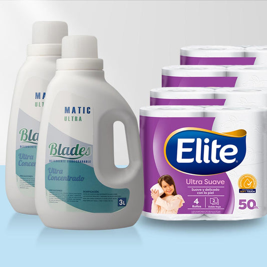 Detergente Ultra 6 Litros  + 16 Papel higiénico Elite 50 Mts, Doble Hoja