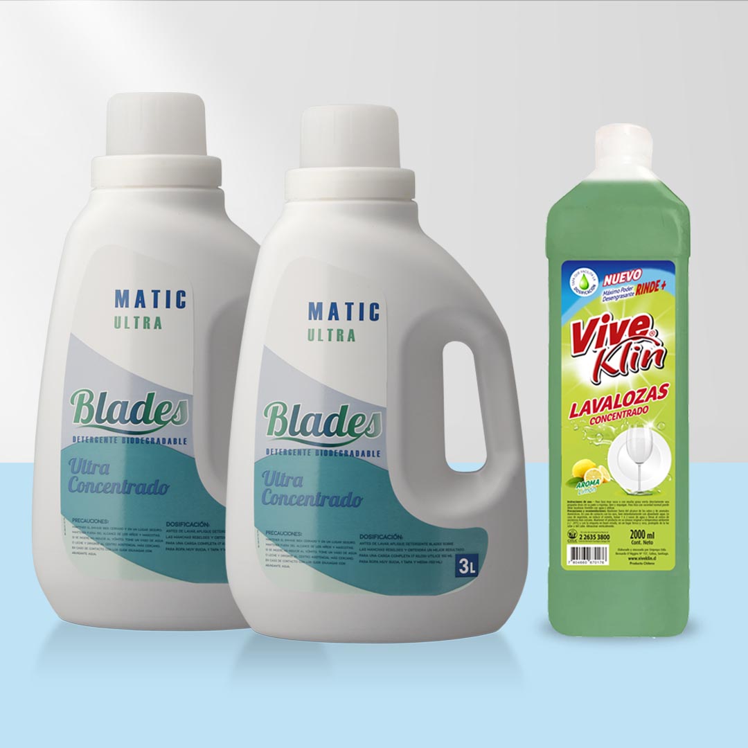 Detergente Ultra Blades 6 Lts + Lavaloza Concentrado 2 Lts Viveklin
