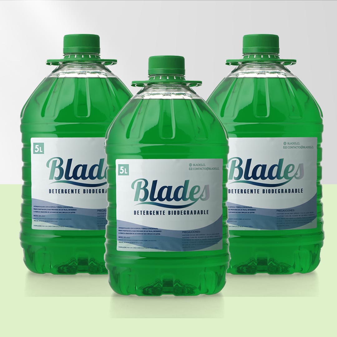 Detergentes Liquido Biodegradable 15 Litros Blades  (3 Bidones 5 Lts. c/u)