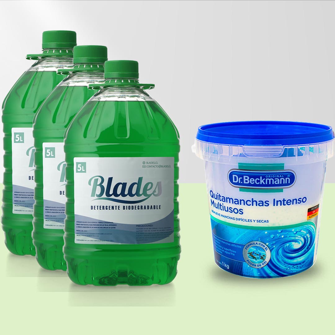 Detergente Blades concentrado 15 Litros + Quitamanchas Dr. Beckmann 1 kilo