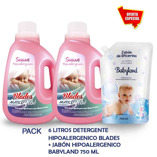Detergente Hipoalergénico 6 litros + Jabón Hipoalergénico Babyland 750ml