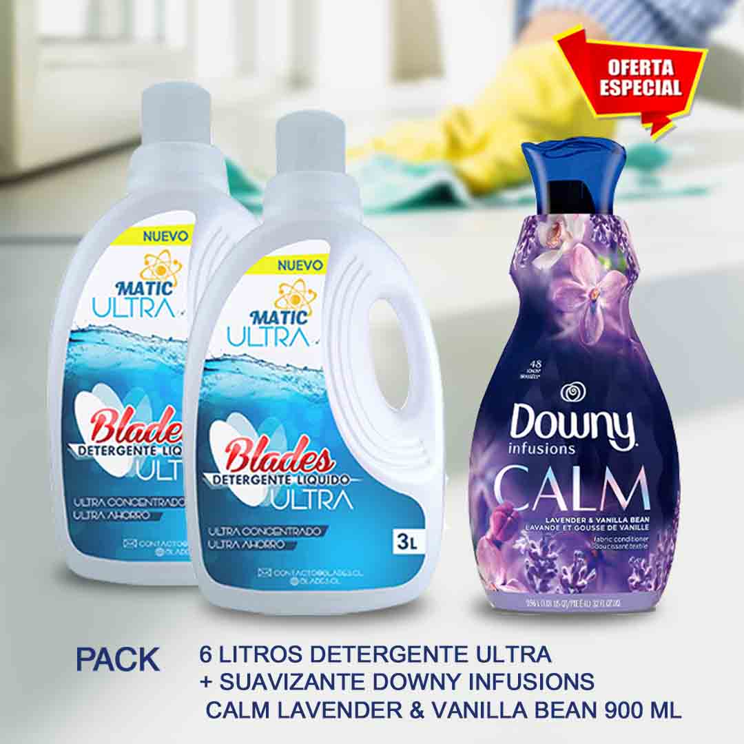 6 Litros Detergente Ultra + Suavizante Downy Infusions Calm Lavender & Vanilla Bean 900 ml