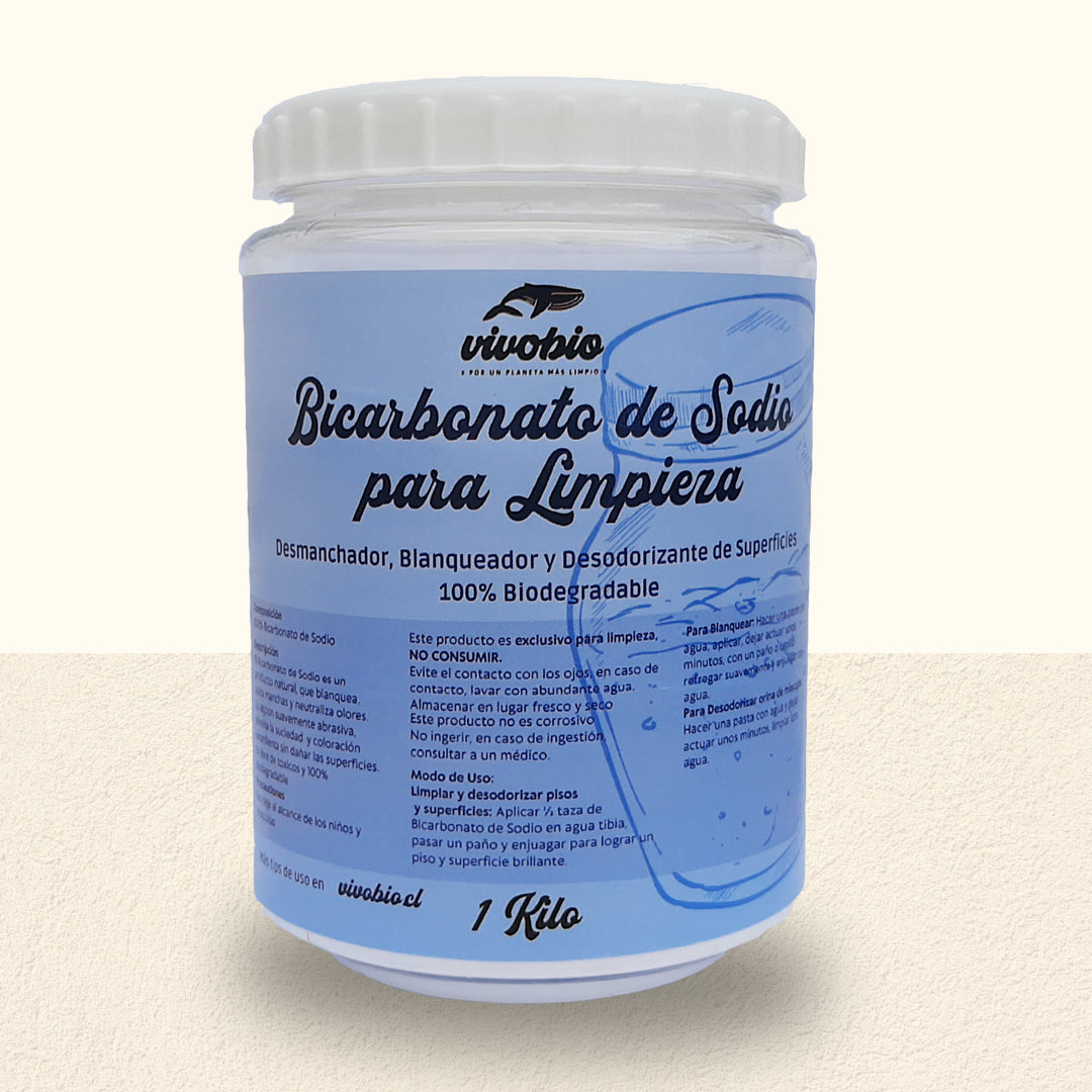Bicarbonato de Sodio para Limpieza Vivobio 1 Kilo Frasco Reutilizable