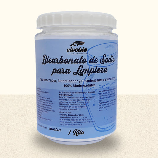 Bicarbonato de Sodio para Limpieza Vivobio 1 Kilo Frasco Reutilizable