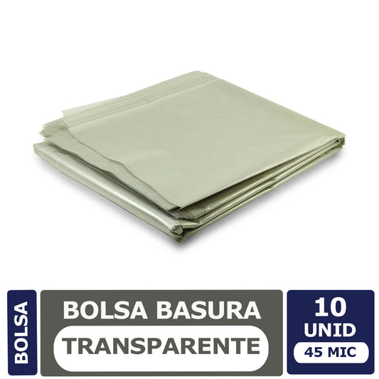 Bolsa de Basura Transparente 100x120 10 Unidades. 45 micrones
