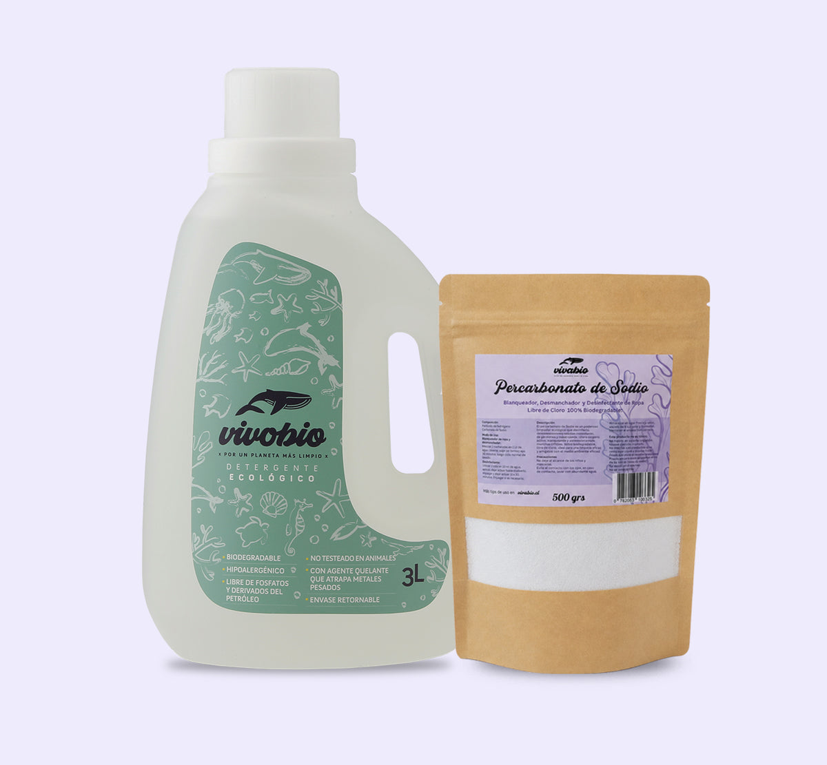Detergente Ecologico 3 Lts + Percarbonato 500 ml VivoBio