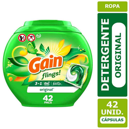 Detergente Cápsulas Gain Flings Original 42 Unid