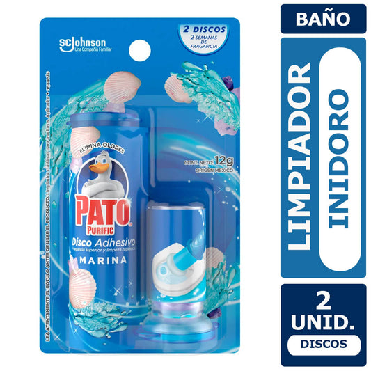 Limpiador de Inodoro Pato Discos Adhesivos Marina Aplicador + Repuestos 38 g
