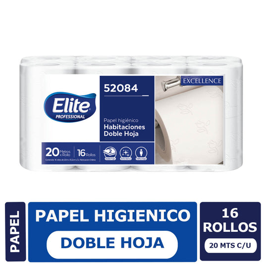 Papel Higiénico Elite, 16 Rollos, Doble hoja, 20 mts. c/u