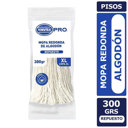 Repuesto Mopa XL Fregona Redonda de Algodón 300gr Virutex