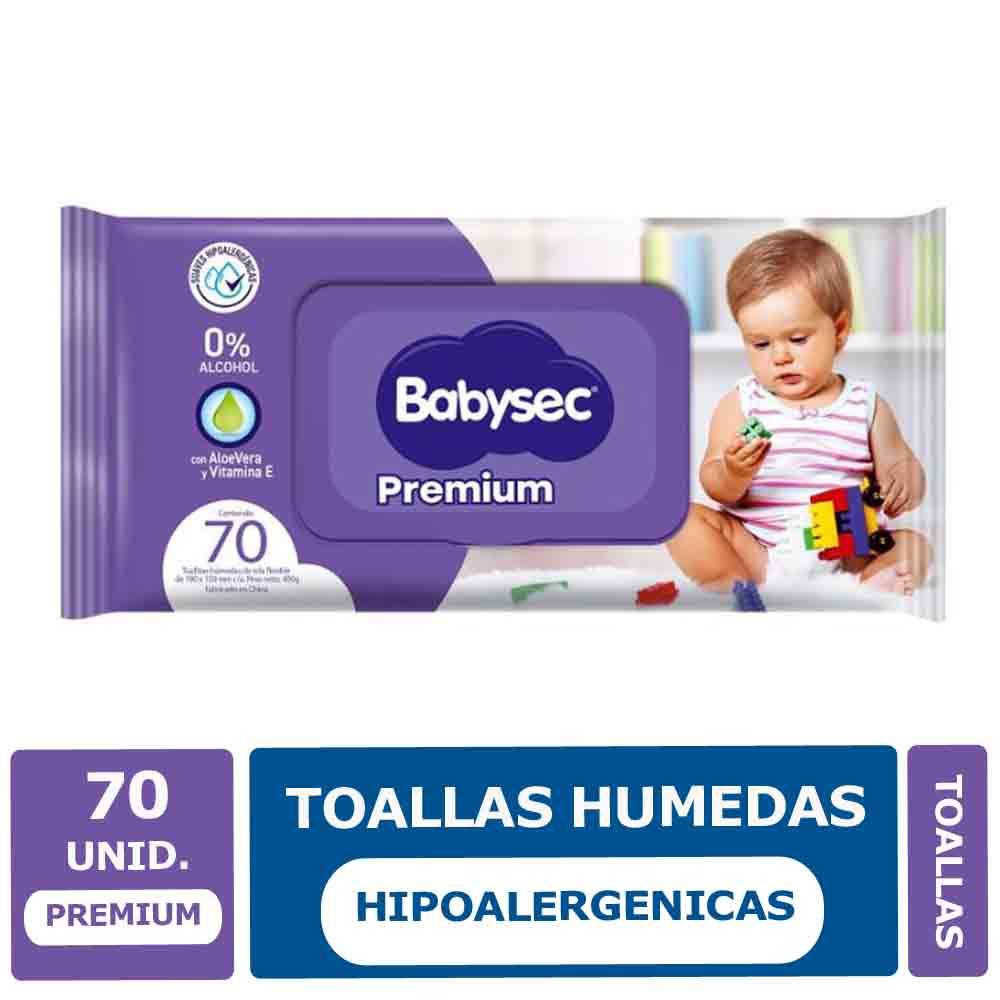 Toallitas Húmedas Babysec Premium con Aloe Vera (70 unidades)