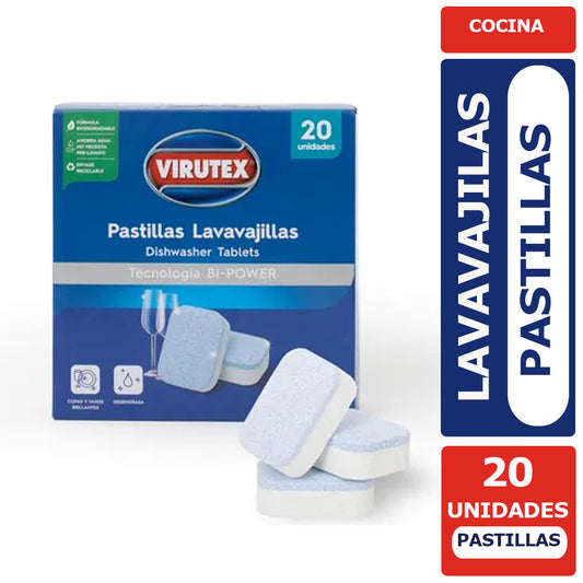 Pastillas Lavavajillas Virutex Biodegradables 20 Unidades