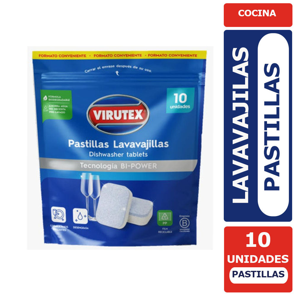 Pastillas Lavavajillas Virutex Biodegradables 10 Unidades