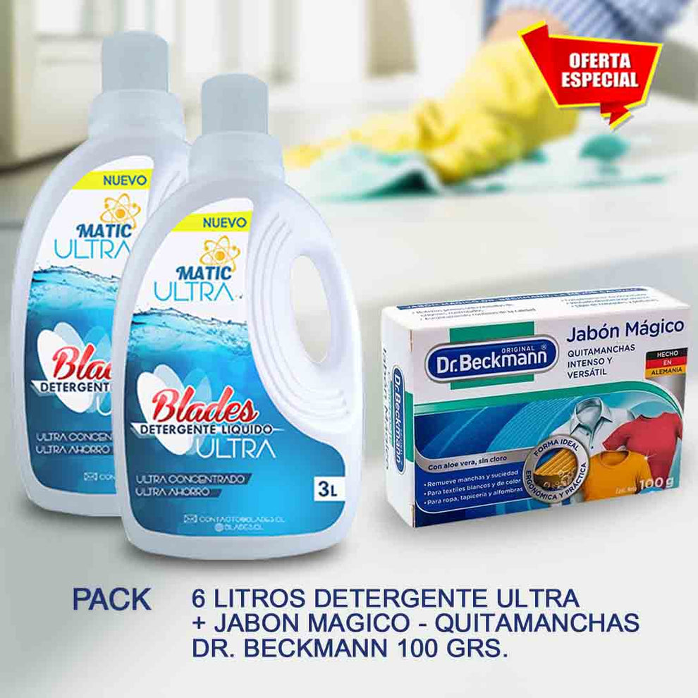Detergente Ultra 6 Litros + Jabón Mágico Dr. Beckmann 100 grs Blades cl