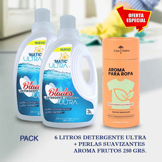 Detergente Ultra 6 Lts. + Perlas Aromáticas Aroma Frutos Tropicales Casa Nativa 250 grs