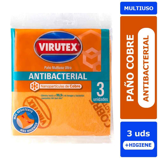 Paño Multiuso Cobre Antibacterial 3 unid. Virutex