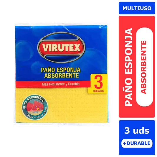 Paño Esponja Absorbente x 3 Unid. Virutex