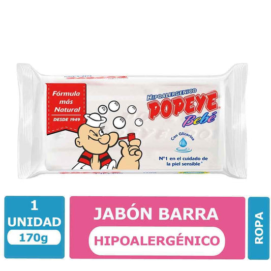 Jabon Ropa Blanca y Color Bebe 170 gr Popeye