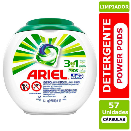 Detergente Cápsulas Ariel Pods 57 Unid