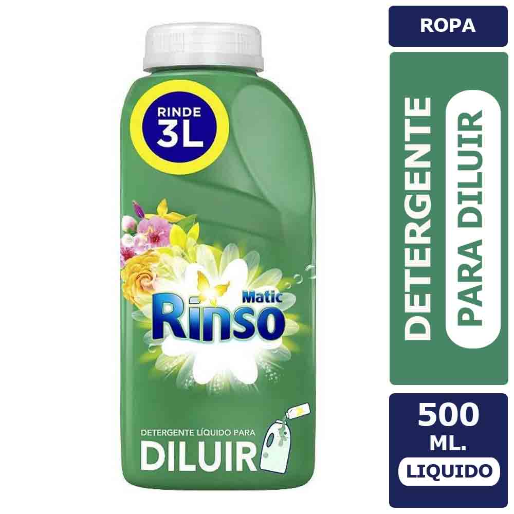 Rinso Detergente Líquido Diluir 500 ml Rinde 3lt.