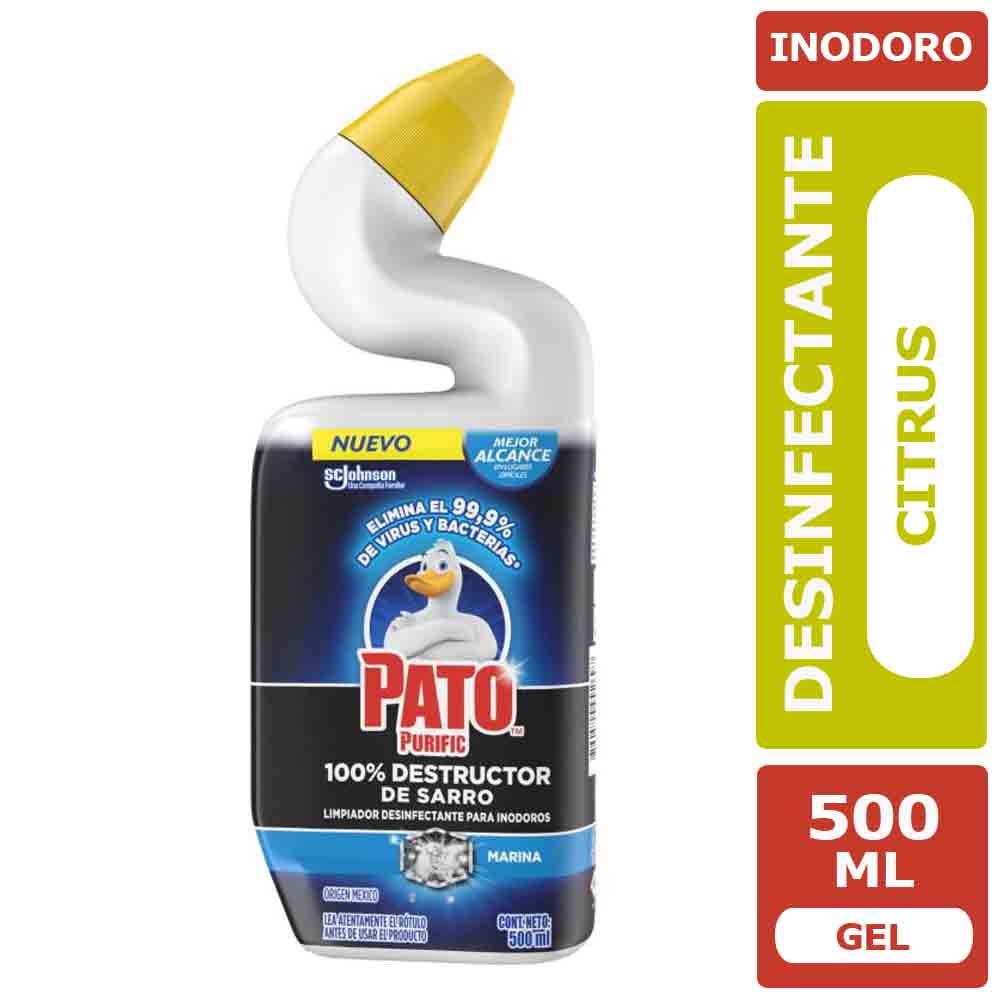 Limpiador Desinfectante Inodoro Destructor de Sarro Pato Purific Citrus 500 ml